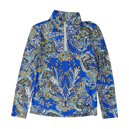 Blue Paisley 1/4 Zip Pullover