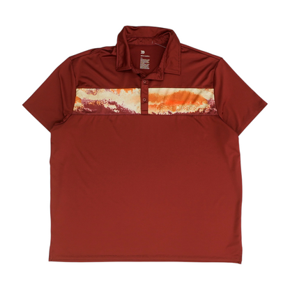 Maroon Color Block Short Sleeve Polo