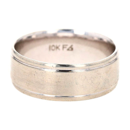 10K White Gold Plain Grooved Edge Band
