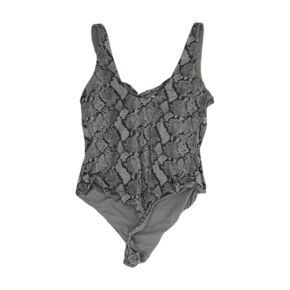 Gray Animal Print Bodysuit Blouse