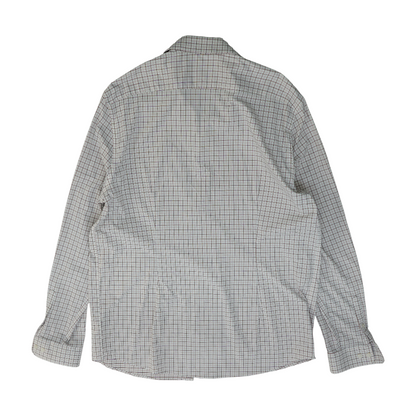 White Tall Check Long Sleeve Button Down