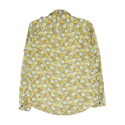 Yellow Print Long Sleeve Button Down