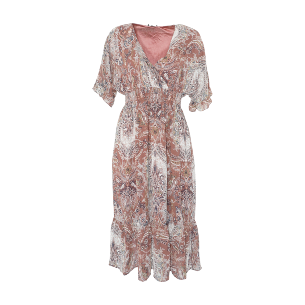 Brown Paisley Midi Dress