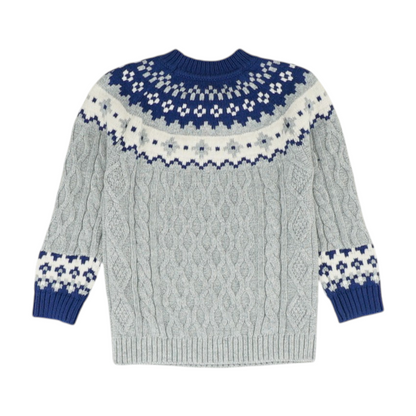 Gray Print Pullover Sweater