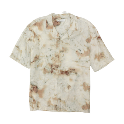 Cream Print Short Sleeve Button Down