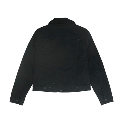 Black Solid Denim Jacket