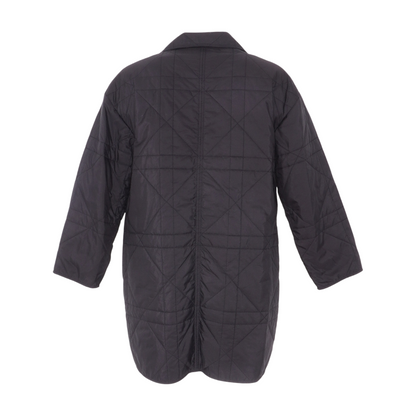 Black Quilted Macrocannage Technical Fabric Coat