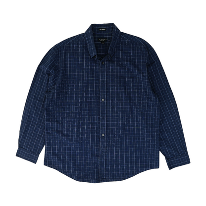 Navy Check Long Sleeve Button Down