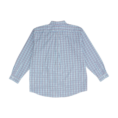 Navy Plaid Long Sleeve Button Down