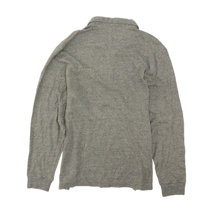 Gray Solid Long Sleeve Polo