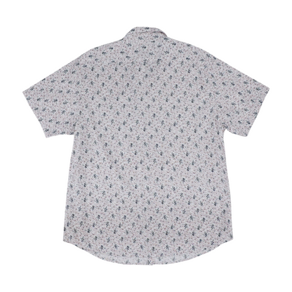 White Floral Short Sleeve Button Down