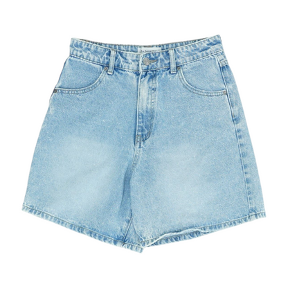 Blue Solid Denim Shorts