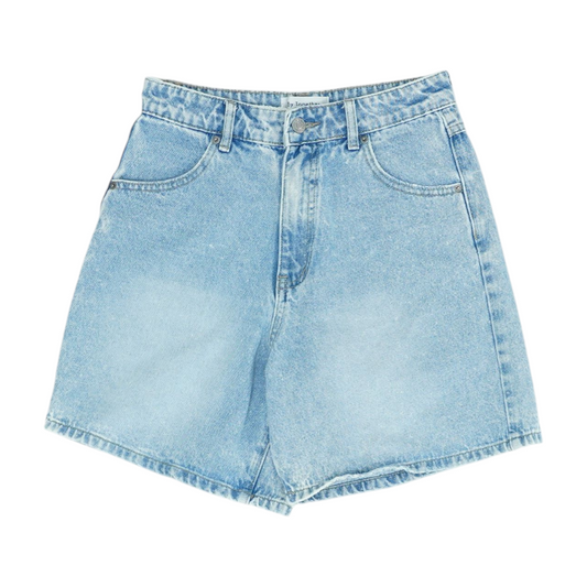 Blue Solid Denim Shorts