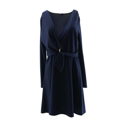 Navy Solid Midi Dress