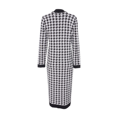 White Houndstooth Cardigan Sweater