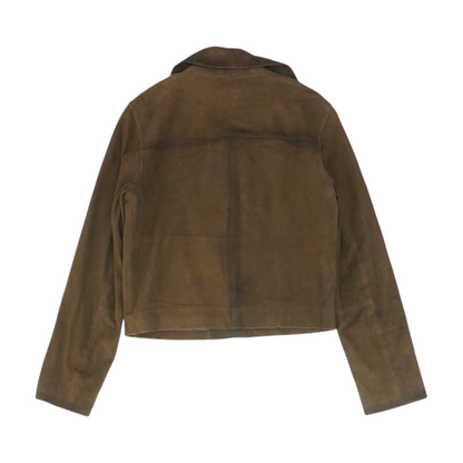Brown Solid Leather Jacket