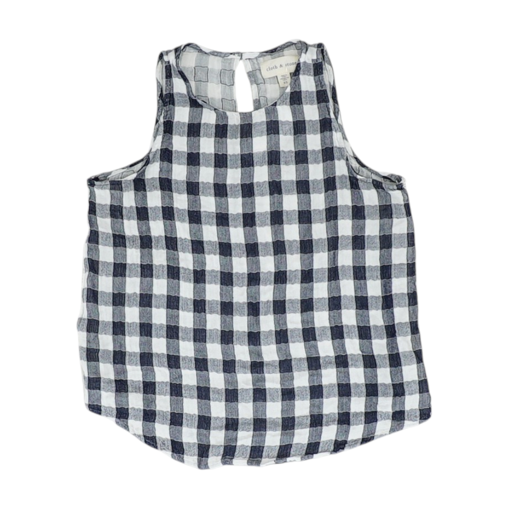 Navy Check Blouse