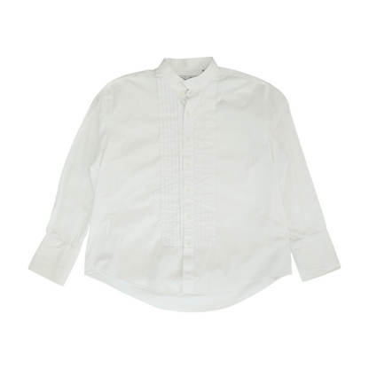 Vintage White Solid Long Sleeve Button Down