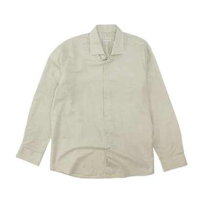 Beige Solid Long Sleeve Button Down