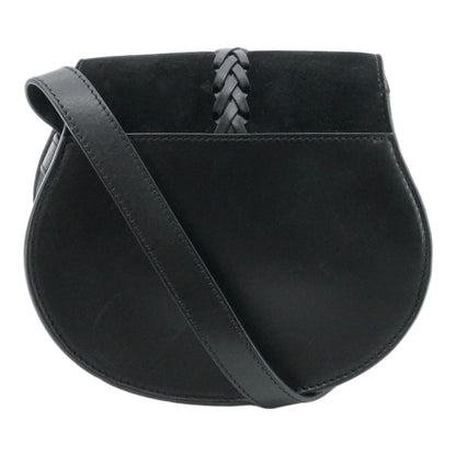 Black Small Marcie Saddle Bag in Suede & Leather