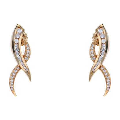 1 1/10 ctw 14K Yellow Gold Diamond Drop Earrings
