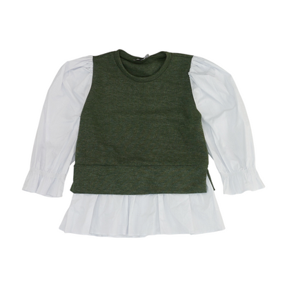 Green Color Block Blouse