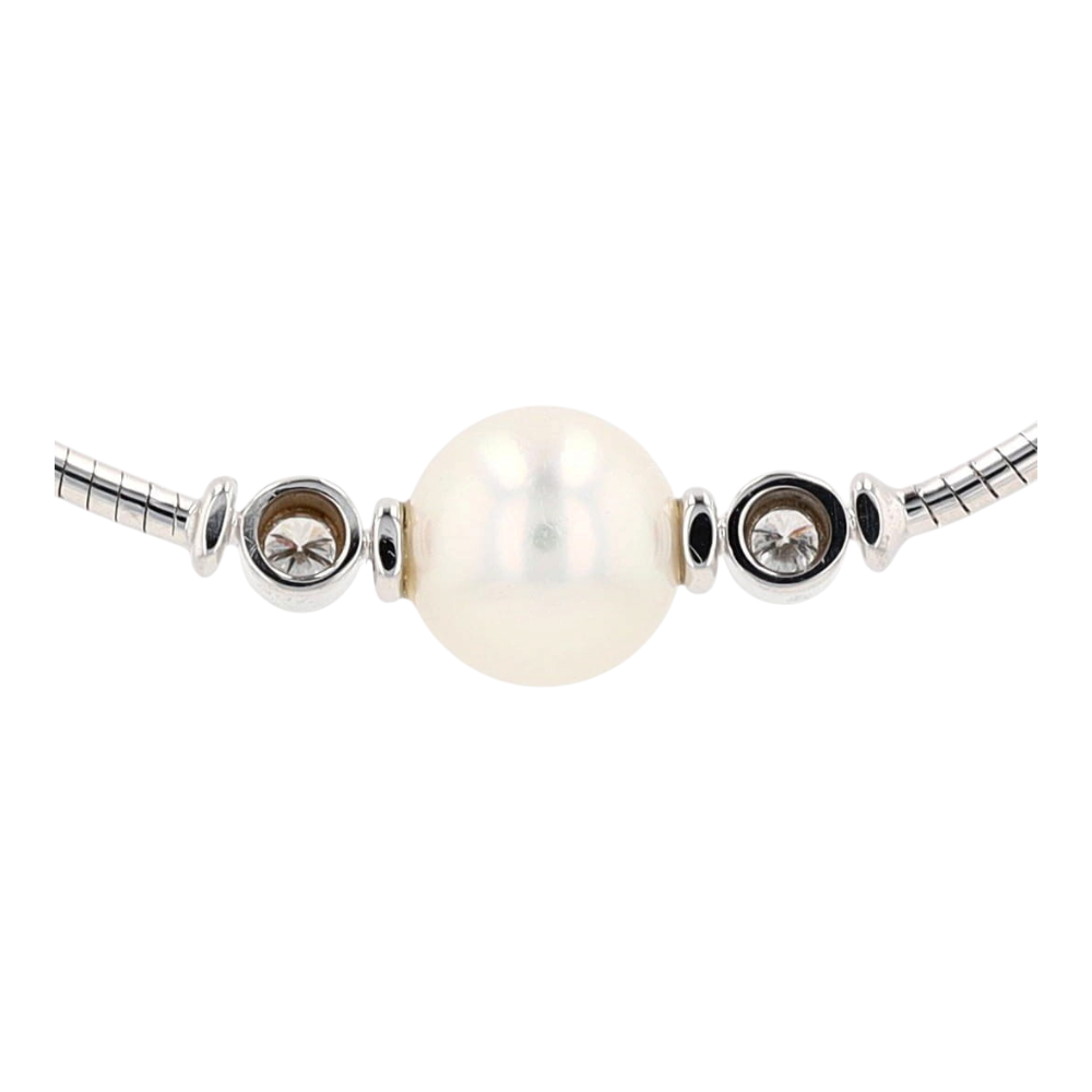 18K White Gold Cultured Pearl Choker Necklace