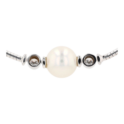18K White Gold Cultured Pearl Choker Necklace