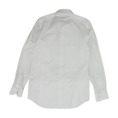 White Tall Solid Long Sleeve Button Down