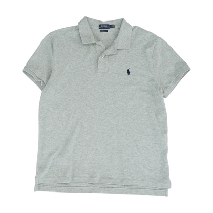 Gray Solid Short Sleeve Polo