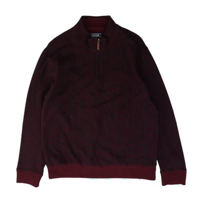 Maroon Houndstooth 1/4 Zip Pullover