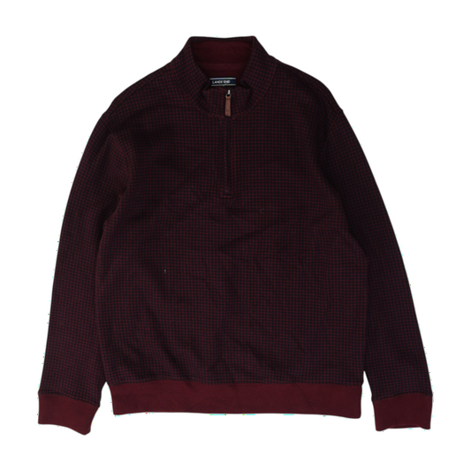 Maroon Houndstooth 1/4 Zip Pullover