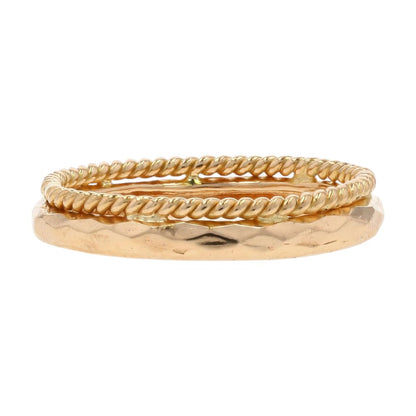 14K Gold Faceted And Rope Style Band