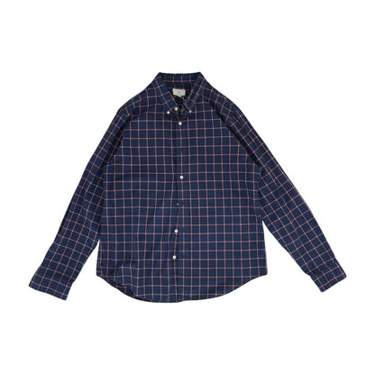 Navy Check Long Sleeve Button Down