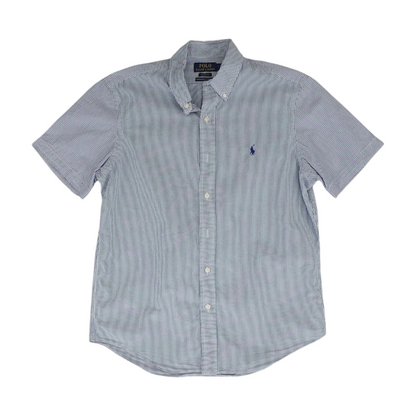 Blue Striped Short Sleeve Button Down