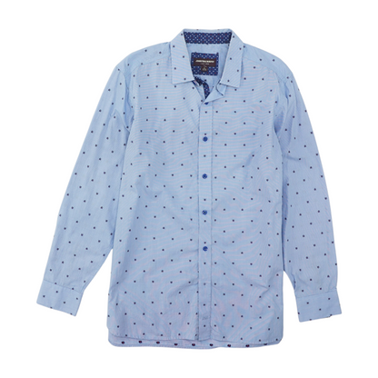 Blue Floral Long Sleeve Button Down