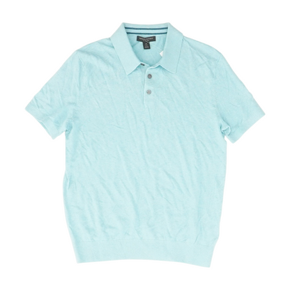 Blue Solid Short Sleeve Polo