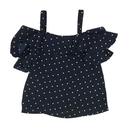 Navy Polka Dot Sleeveless Blouse