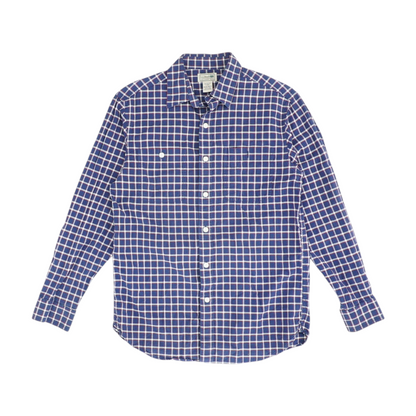 Navy Plaid Long Sleeve Button Down