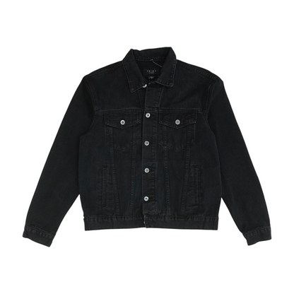 Black Solid Denim Jacket