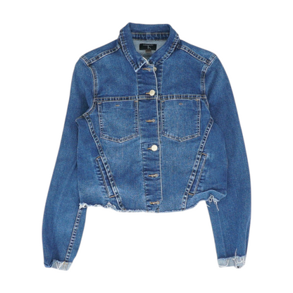 Blue Solid Denim Jacket