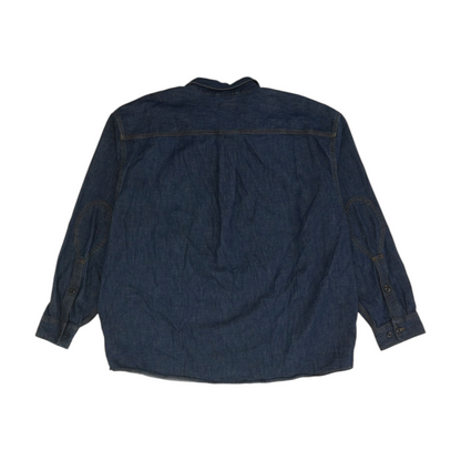 Blue Solid Long Sleeve Button Down
