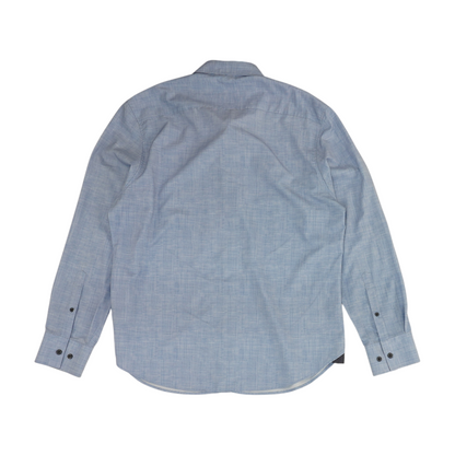 Blue Solid Long Sleeve Button Down
