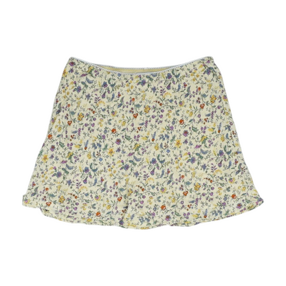 Beige Floral Mini Skirt
