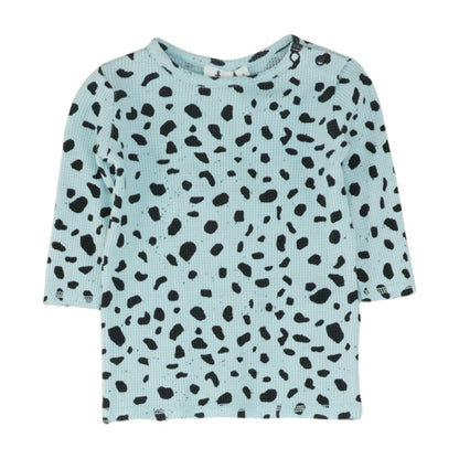 Blue Animal Print Crewneck Knit Top