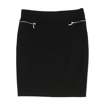 Black Solid Midi Skirt