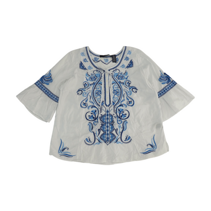 White Plus Print Blouse