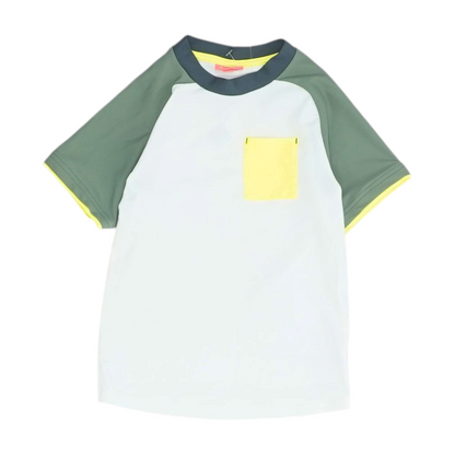 White Color Block Swim Top