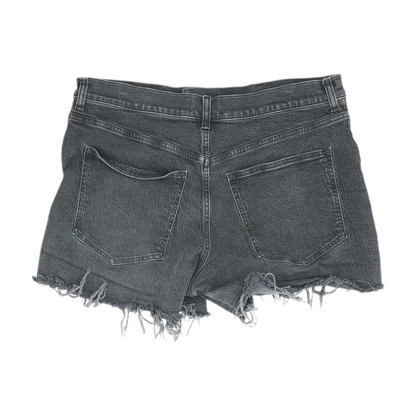 Black Solid Denim Shorts