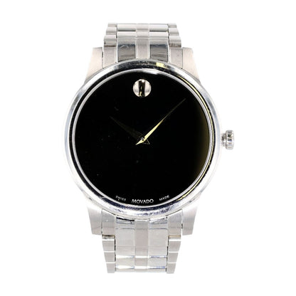 Silver-Tone Stainless Steel Museum Classic Watch W/ Black Dial